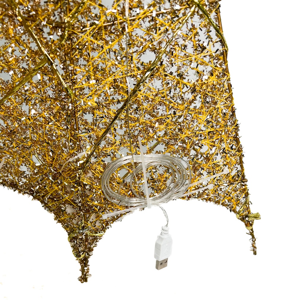 Figura navideña 120cm 60 luces LED árbol cuadrado champán