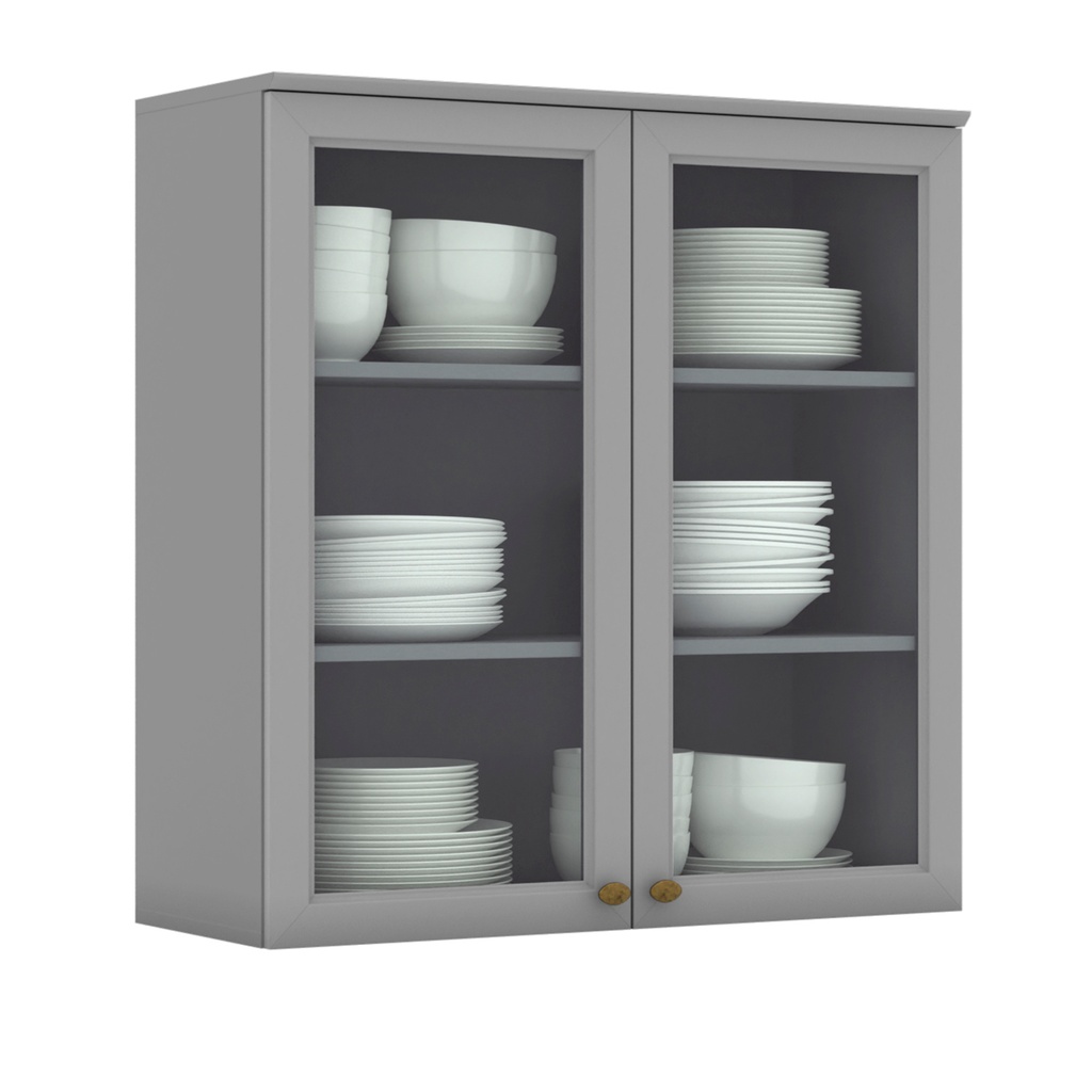 Aéreo cocina Americana gris 2 puertas vidrio  80cm