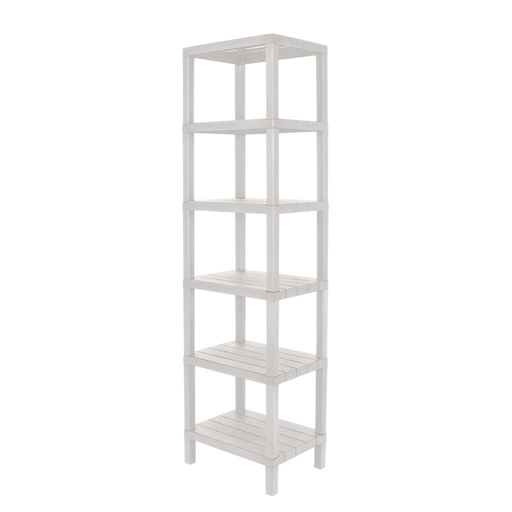 Estante plástico blanco 6 niveles 39x23x145,5cm