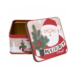 [230042505] Caja lata navidad cuadrada pascuero 20cm